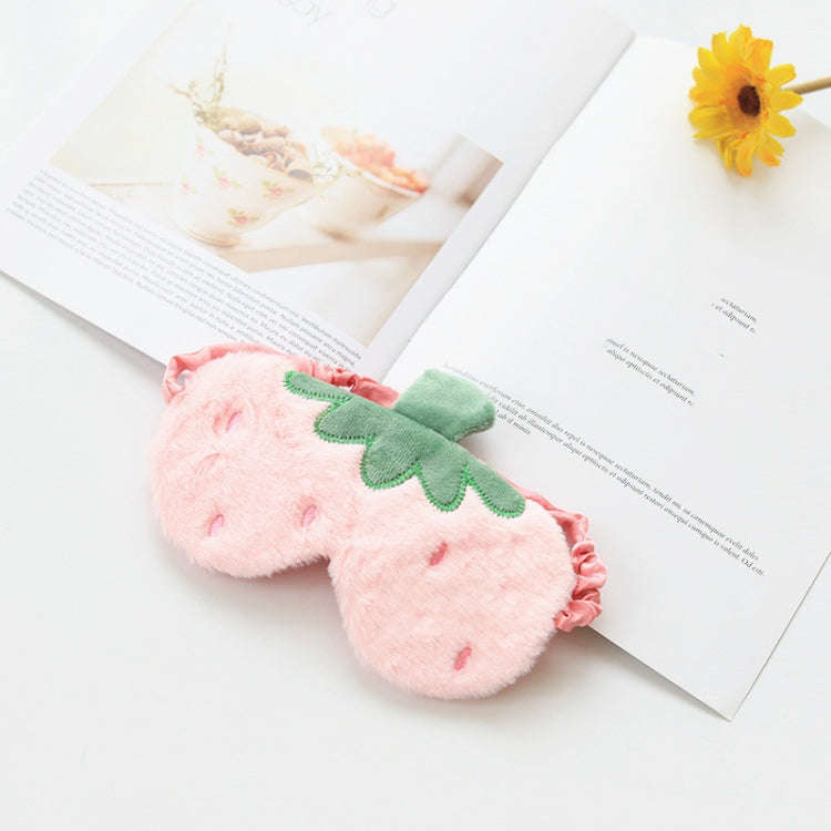 Fruit Plush Eye Mask Cute Soft Girl Sleep Blackout Eye Mask(Shallow Pink Strawberry)
