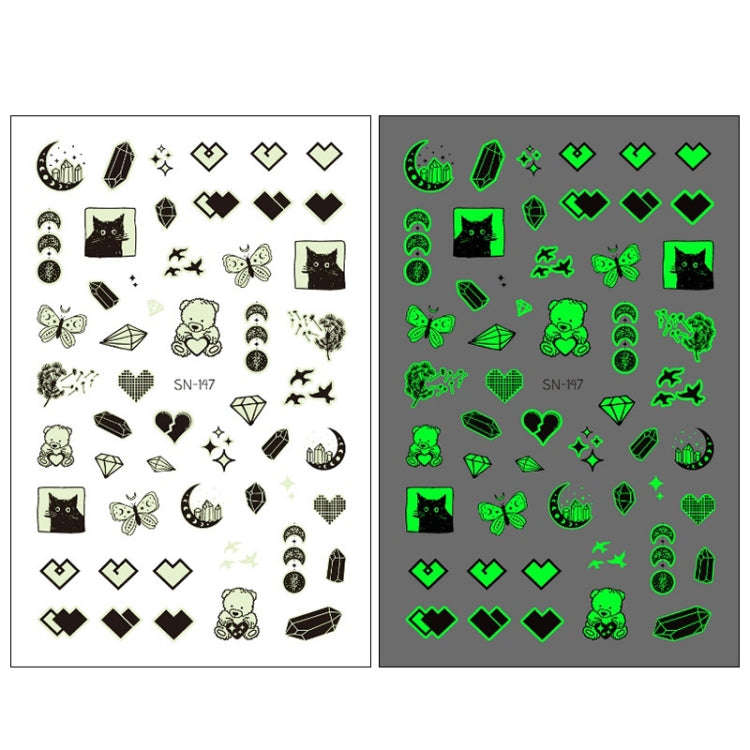 10 PCS Waterproof Sweat Proof Environmental Luminous DIY Nail Stickers(SN-147)