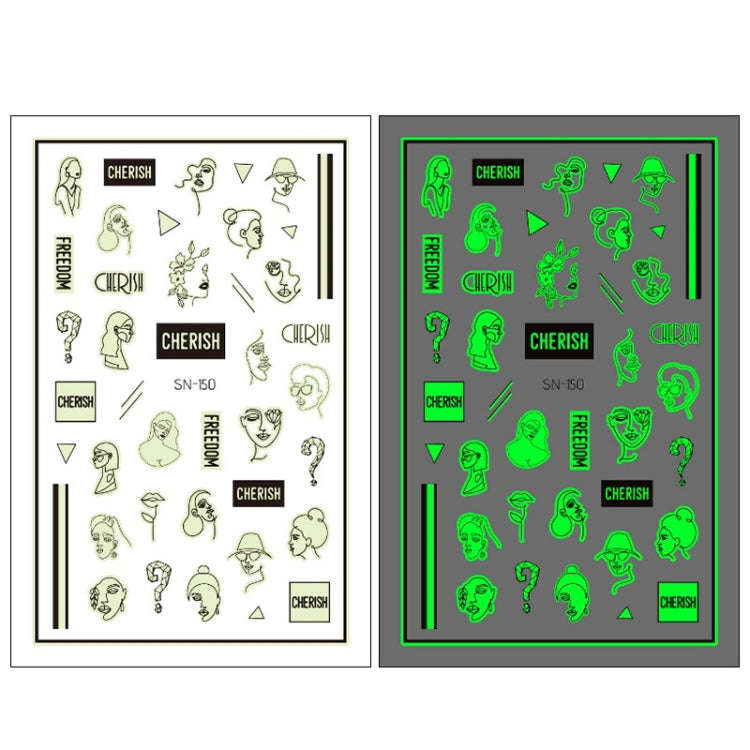 10 PCS Waterproof Sweat Proof Environmental Luminous DIY Nail Stickers(SN-150)
