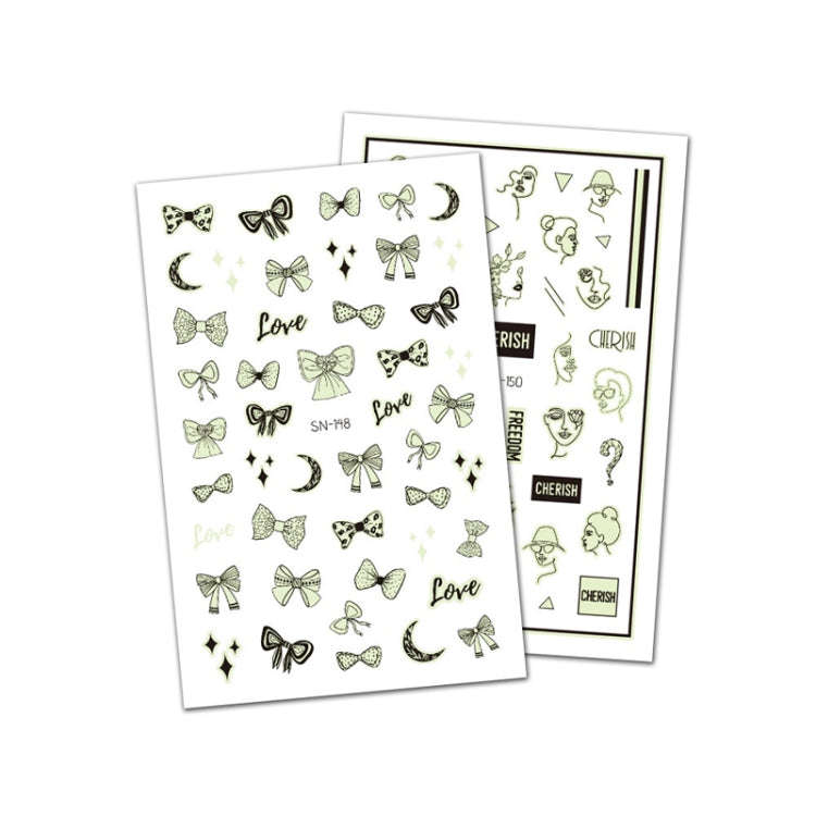 10 PCS Waterproof Sweat Proof Environmental Luminous DIY Nail Stickers(SN-149)