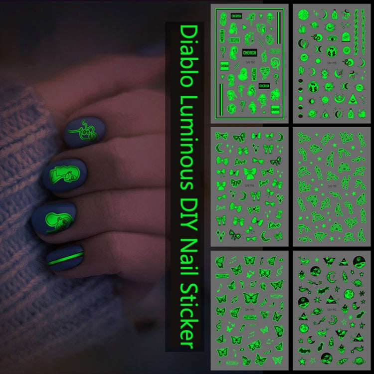 10 PCS Waterproof Sweat Proof Environmental Luminous DIY Nail Stickers(SN-149)
