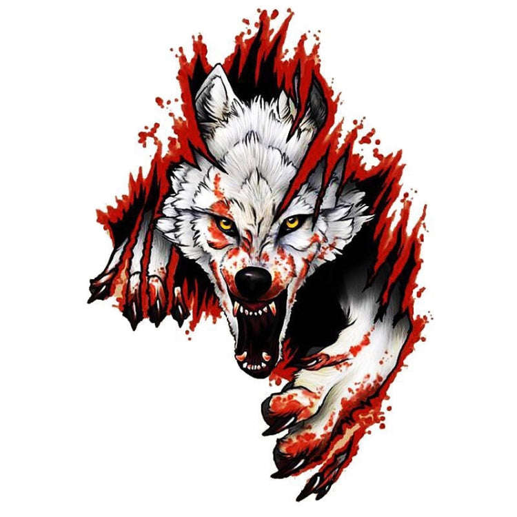 3D Realistic Wolf Head Hood Door Car Body Decoration Stickers Scratches Cover Waterproof Car Stic...