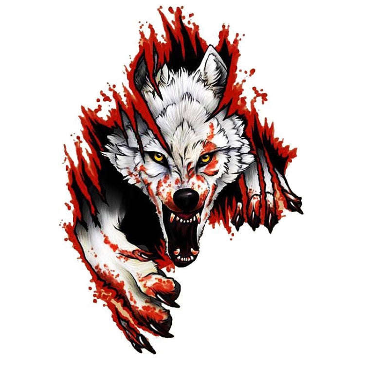 3D Realistic Wolf Head Hood Door Car Body Decoration Stickers Scratches Cover Waterproof Car Stic...