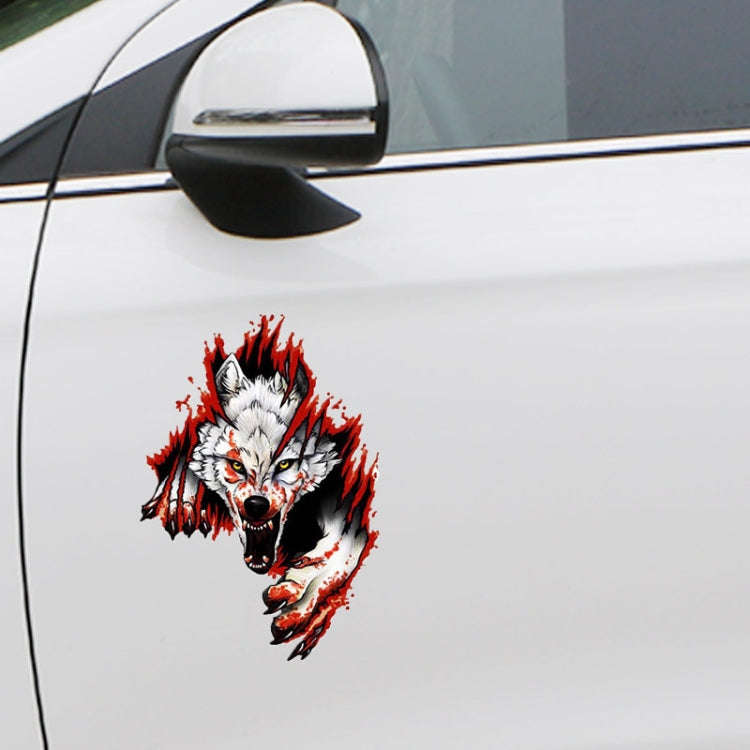 3D Realistic Wolf Head Hood Door Car Body Decoration Stickers Scratches Cover Waterproof Car Stic...