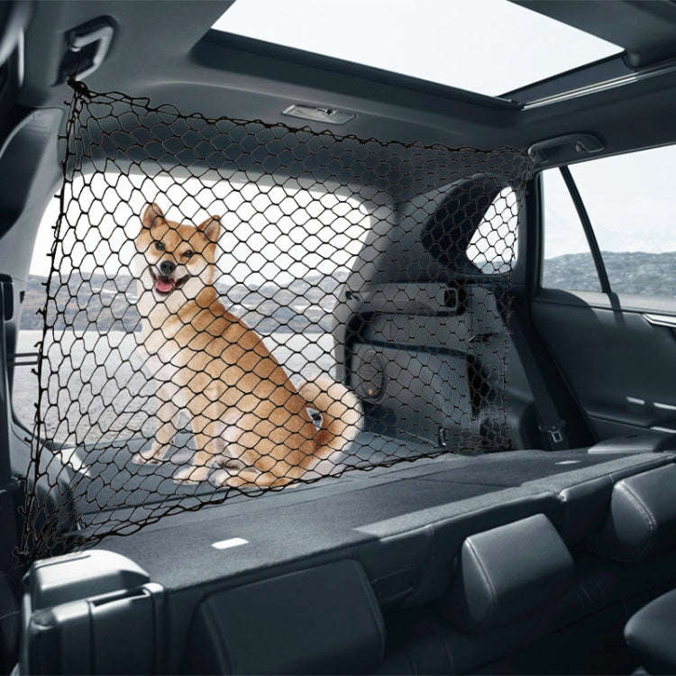 Car Pet Isolation Net Car Back Seat Dog Barrier Safety Net(120x70cm 4 Side Rubber Band)