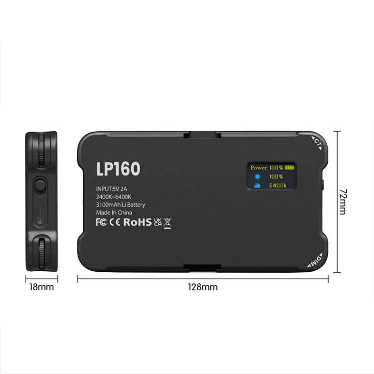 LP160 180 LEDs Square Pocket Fill Light Dual Color Temperature Portable Mobile Phone SLR Computer...