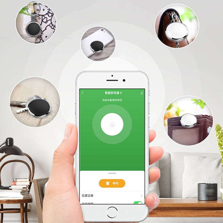 T1 Intelligent Bluetooth 5.0 Locator Bidirectional Alarm Tracker with Keychain(Black)