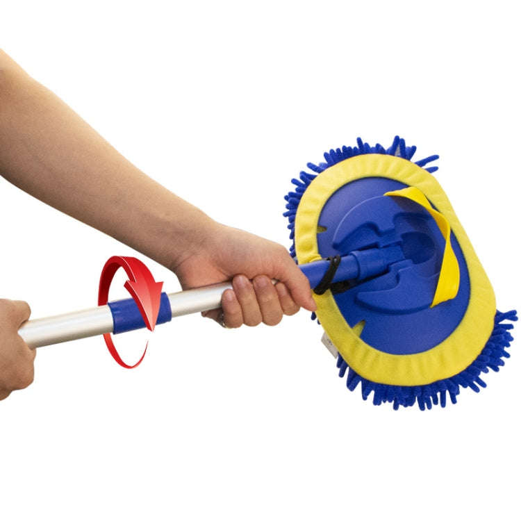 Chenille Water Brush Telescopic Rotary Roller Brush Cleaning Mop(Royal Blue)