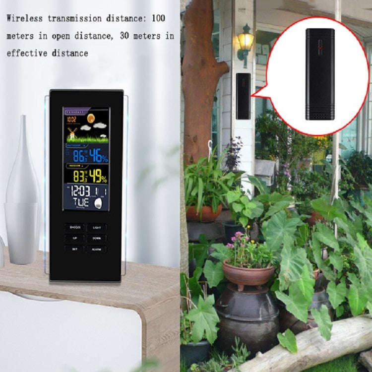 Wireless Colorful Screen Indoor And Outdoor Temperature Humidity Meter Barometer Smart Digital El...