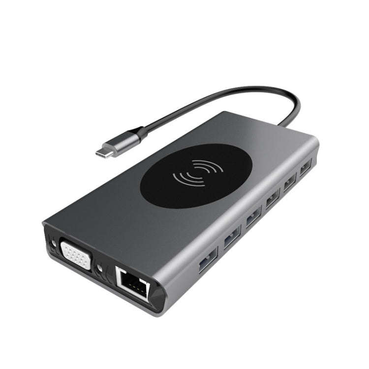 BX15W USB HUB Type-C Docking Station with Wireless Charge Function(15 in 1)