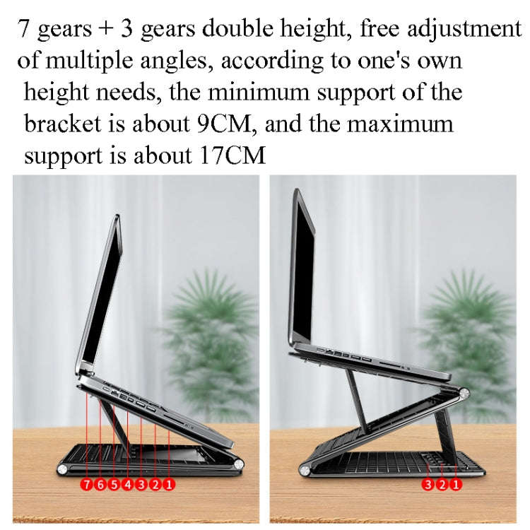 N5 Laptop Stand Portable Double-Layer Multi-Gear Adjustment Heightening Folding Plastic Heat Diss...