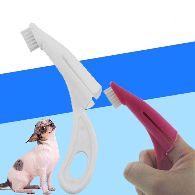 Pet Finger Toothbrush Cat And Dog Oral Cleaning Tool Soft Brush(Rose Red)