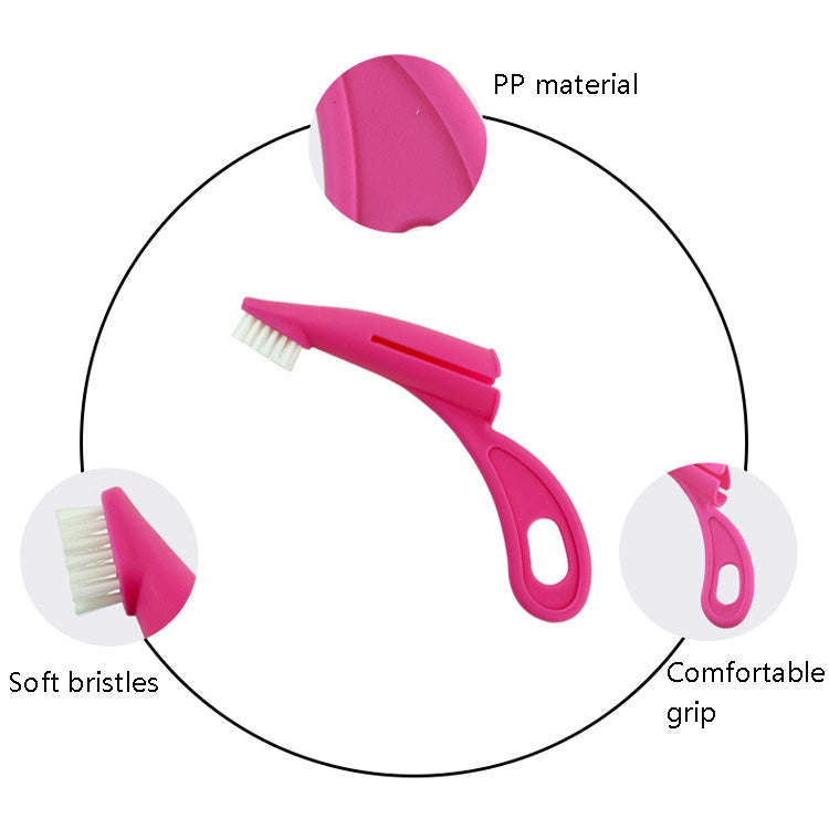 Pet Finger Toothbrush Cat And Dog Oral Cleaning Tool Soft Brush(Rose Red)