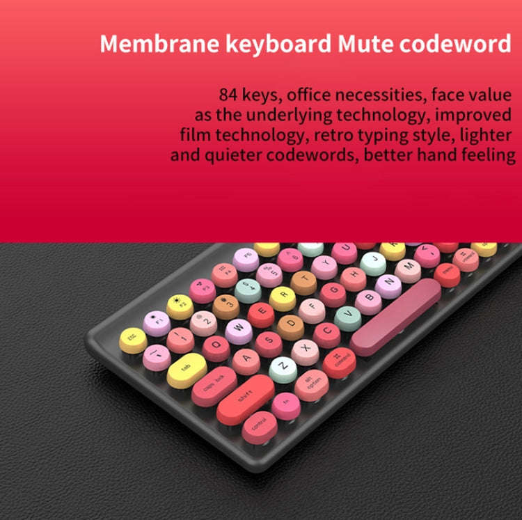 FV-W10  86-Keys 2.4G Wireless Keyboard and Mouse Set(Pink Mixed)
