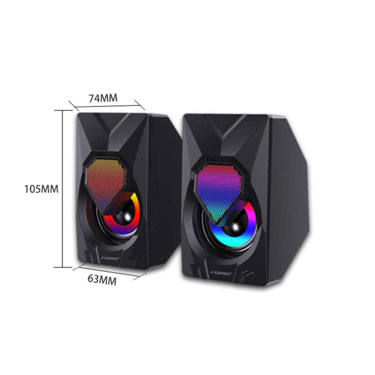 FOREV FV-209 One Pair Digital Mini Speakers Multimedia Colorful Lights Subwoofer Small Speaker