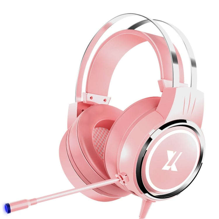 Heir Audio Head-Mounted Gaming Wired Headset With Microphone, Colour: X8 7.1 Sound Upgrade (Pink)