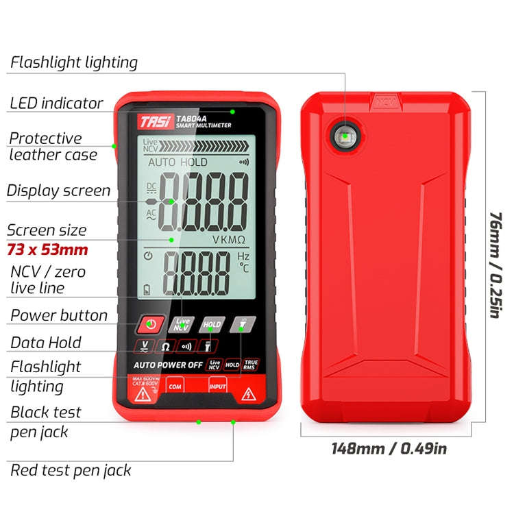 TASI TA804B Auto + Manual Color Screen Digital Intelligent Multimeter OHM NCV Voltage Meter