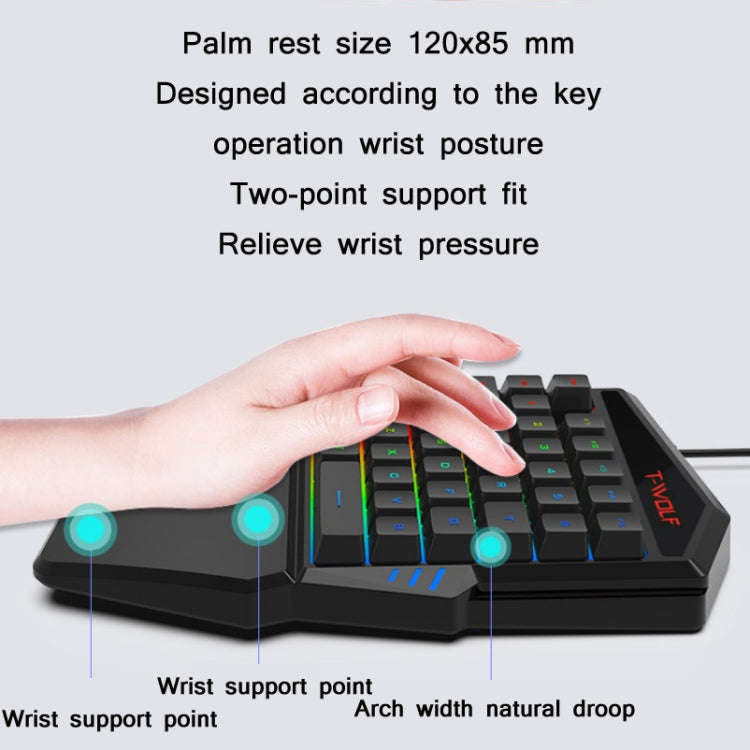 T-WOLF Mobile Gaming One-Handed KeyboardSpecification Keyboard + Mouse + Throne