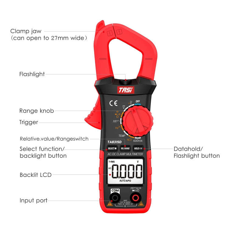 TASI TA8315D Pincers Meter High-Precision Digital Ammeter