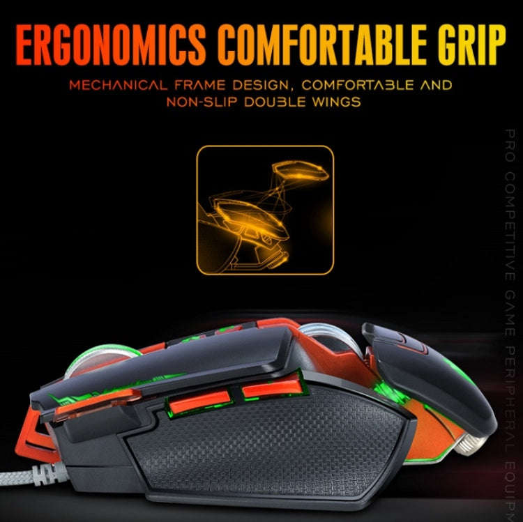 T-WOLF V9 8 Keys 3200 DPI Gaming Macro Definition Mechanical Wired Mouse(Black)