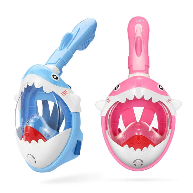 Cartoon Kids Full Dry Diving Mask Swimming Anti-Fog Snorkeling Mask, Size: XS(Shark Pink)