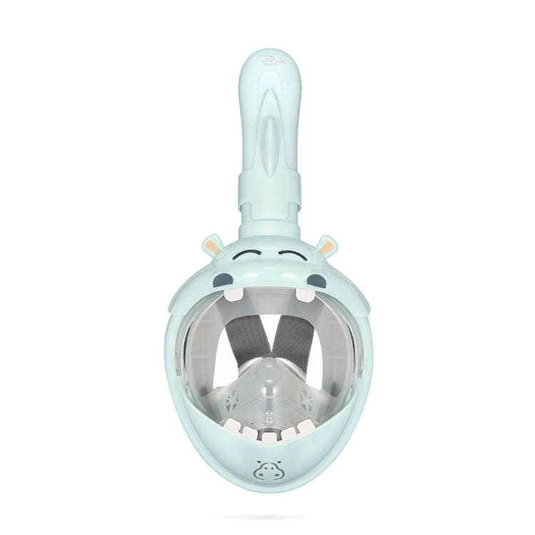 Cartoon Kids Full Dry Diving Mask Swimming Anti-Fog Snorkeling Mask, Size: XS(Hippo)