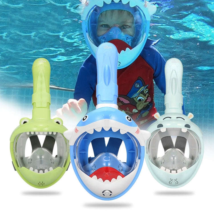 Cartoon Kids Full Dry Diving Mask Swimming Anti-Fog Snorkeling Mask, Size: XS(Hippo)
