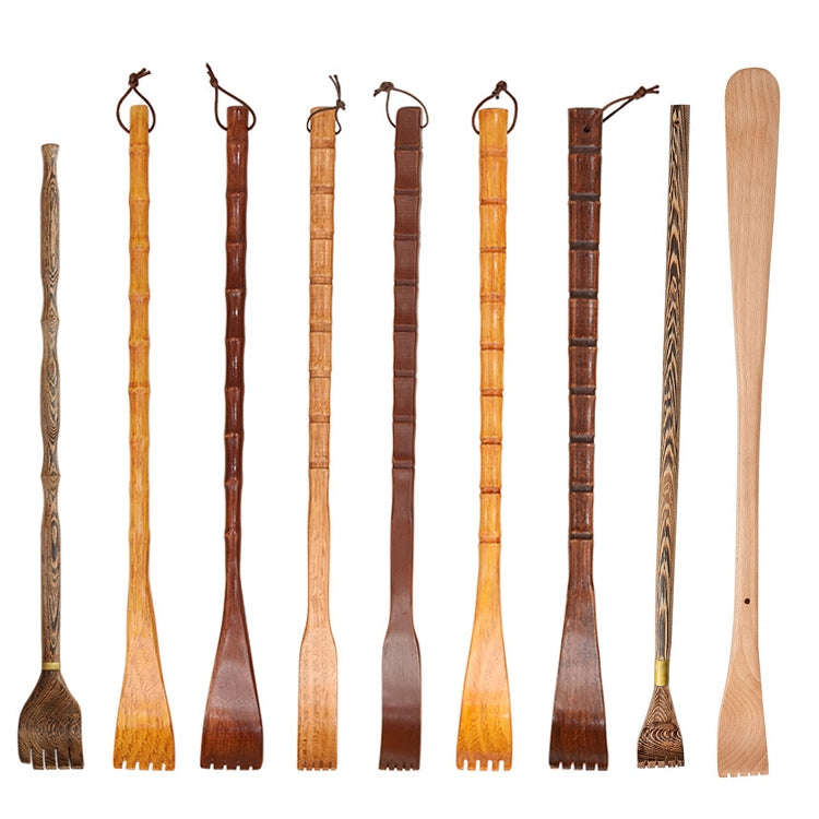BQR01 Back Scratcher Long Handle Wooden Massage Scratcher, Style: Square Red