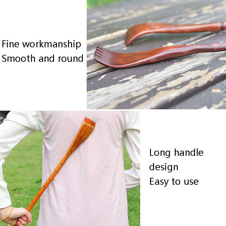 BQR01 Back Scratcher Long Handle Wooden Massage Scratcher, Style: Square Red