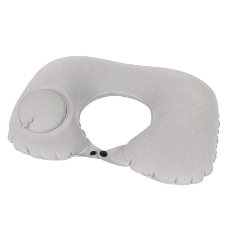 Travel Inflatable Press U-Shaped Neck Guard Pillow, Colour: Flocked U009-03Light Gray