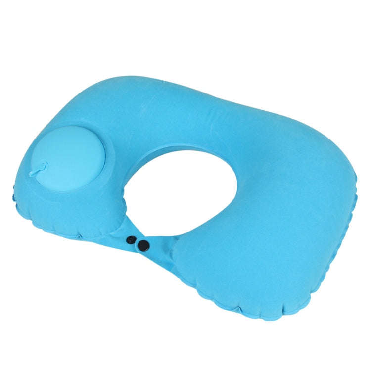 Travel Inflatable Press U-Shaped Neck Guard Pillow, Colour: Flocked U009-060Sky Blue