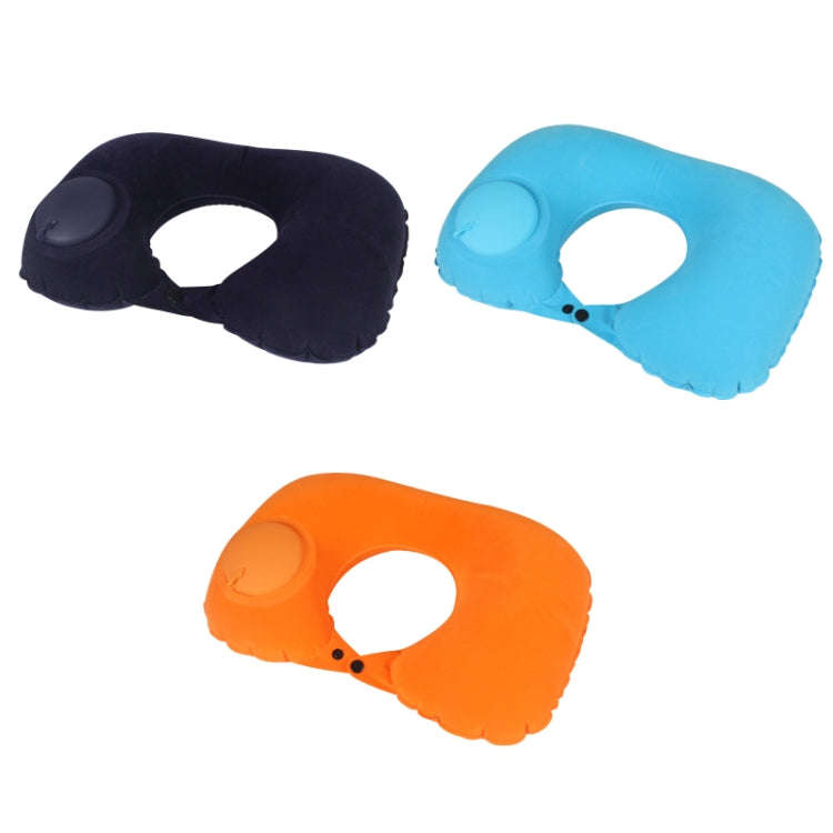 Travel Inflatable Press U-Shaped Neck Guard Pillow, Colour: Flocked U009-070Orange