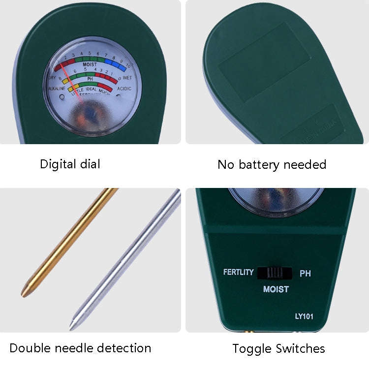 LY101 Flower And Grass Soil Detector PH Cantoneal Alkalin Testor(Green)
