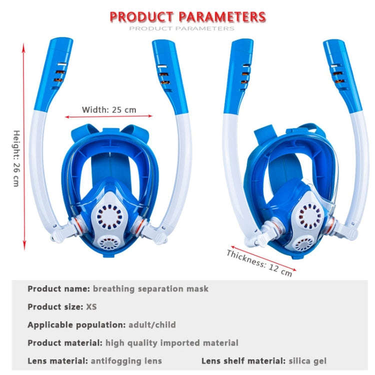 Kids Double Tube Full Dry Silicone Diving  Snorkeling Mask Swimming Glasses, Size: XS(White Pink)