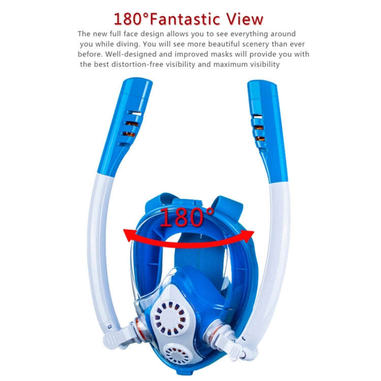 Kids Double Tube Full Dry Silicone Diving  Snorkeling Mask Swimming Glasses, Size: XS(White Blue)