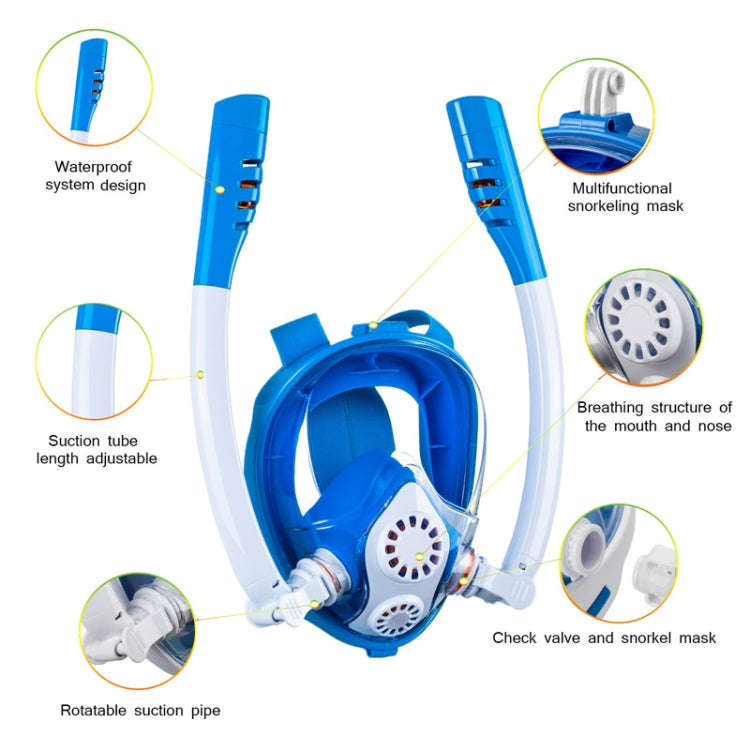 Kids Double Tube Full Dry Silicone Diving  Snorkeling Mask Swimming Glasses, Size: XS(White Yellow)
