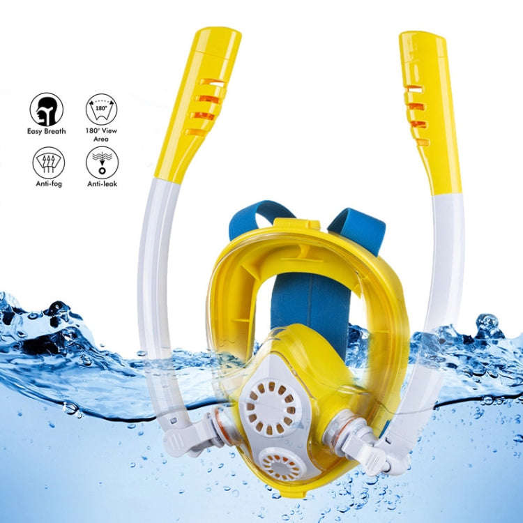 Kids Double Tube Full Dry Silicone Diving  Snorkeling Mask Swimming Glasses, Size: XS(White Blue)