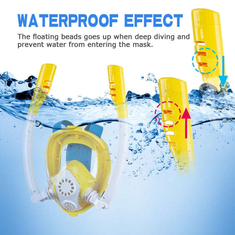 Kids Double Tube Full Dry Silicone Diving  Snorkeling Mask Swimming Glasses, Size: XS(White Yellow)