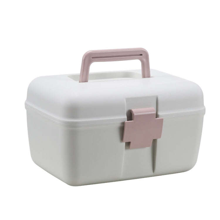 Household Sealed And Divided Double-Layer Portable Medicine Box(Pink)