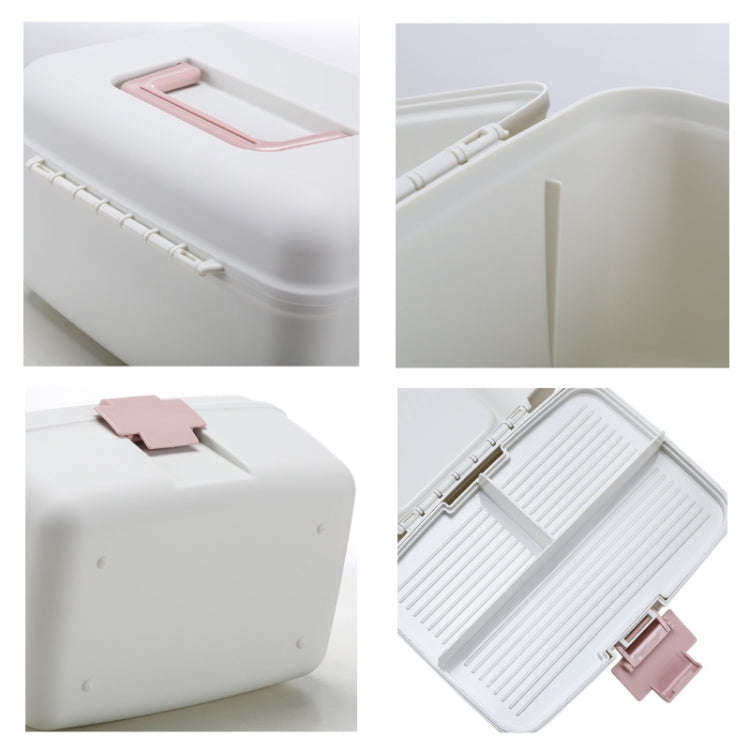 Household Sealed And Divided Double-Layer Portable Medicine Box(Pink)