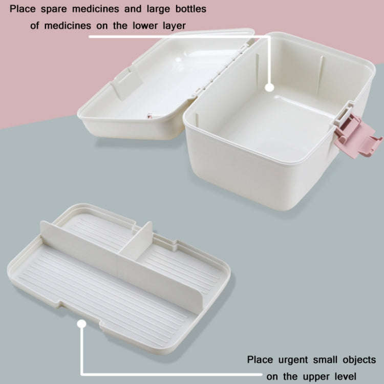 Household Sealed And Divided Double-Layer Portable Medicine Box(Pink)
