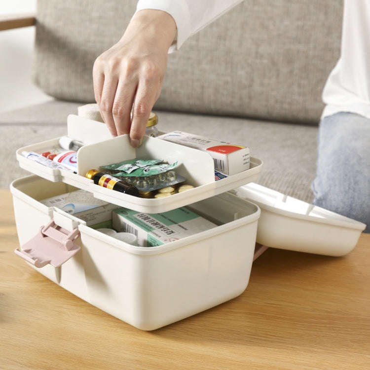 Household Sealed And Divided Double-Layer Portable Medicine Box(Green)