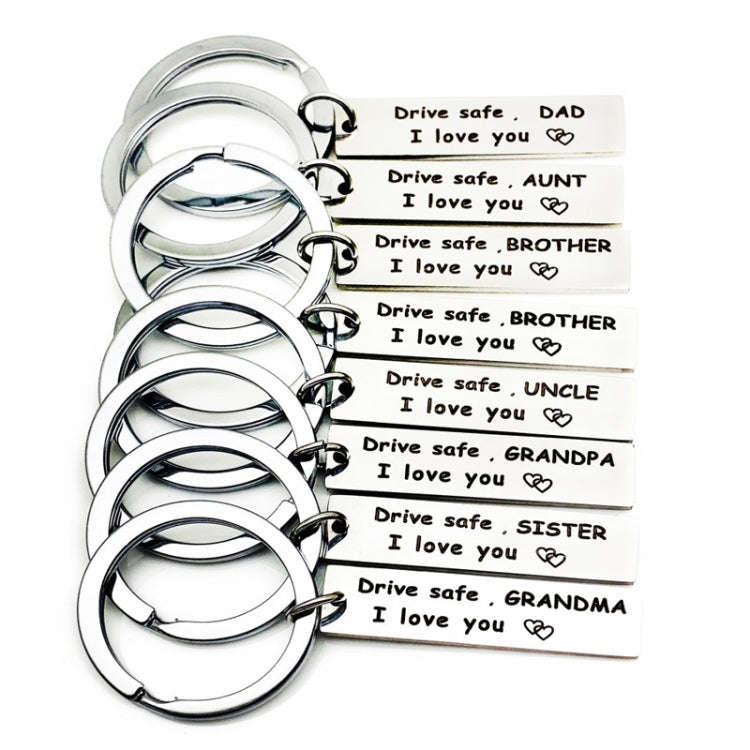 10 PCS C1010 Drive Safe Stainless Steel Tag Keychain 10x40mm(Uncle)