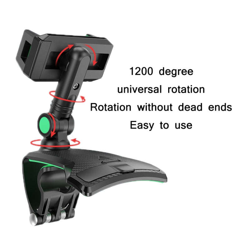 YF011 Car Central Control Instrument Panel Mobile Phone Bracket With Number Plate(Black Green)