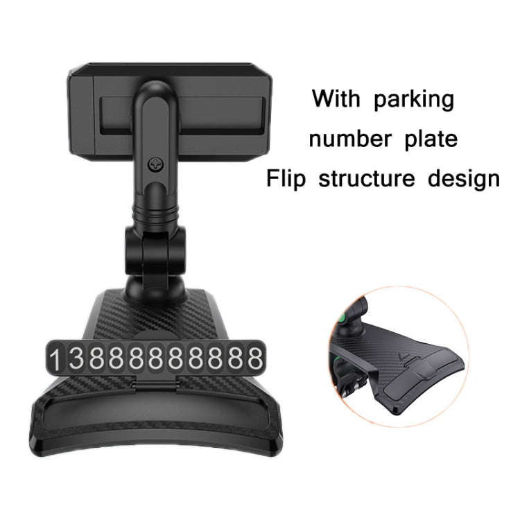 YF011 Car Central Control Instrument Panel Mobile Phone Bracket With Number Plate(Black Green)