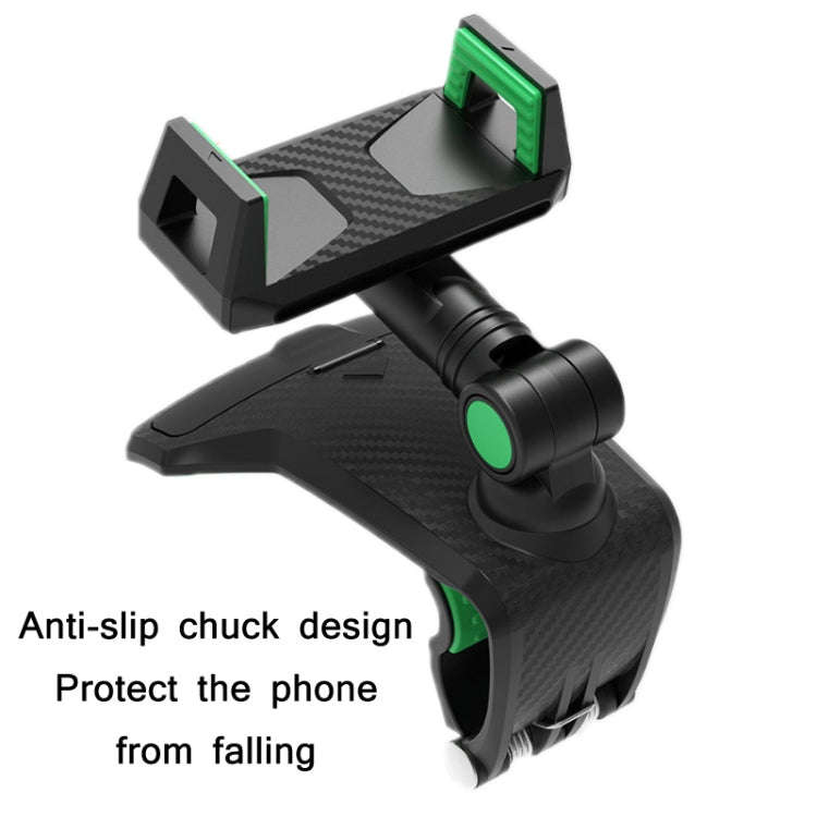 YF011 Car Central Control Instrument Panel Mobile Phone Bracket With Number Plate(Black Green)