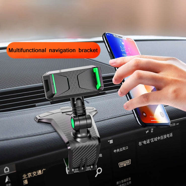 YF011 Car Central Control Instrument Panel Mobile Phone Bracket With Number Plate(Black Green)