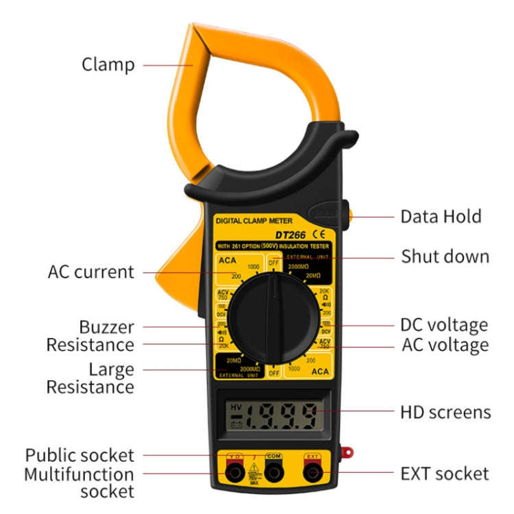 ANENG DT266  Automatic High-Precision Clamp Multimeter with Buzzer(Red)