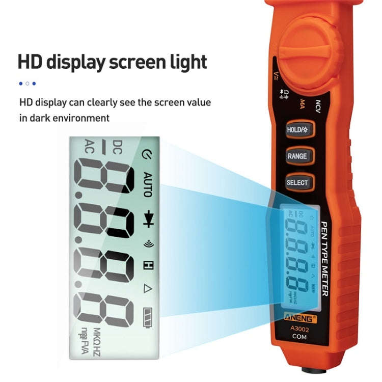 ANENG A3002 Multi-Function Pen-Type High-Precision Smart Multimeter(Orange)