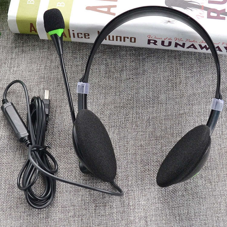 USB440 Universal USB Computer Cable Head Wearable Electricity Music Voice Headphones(Black Bare M...